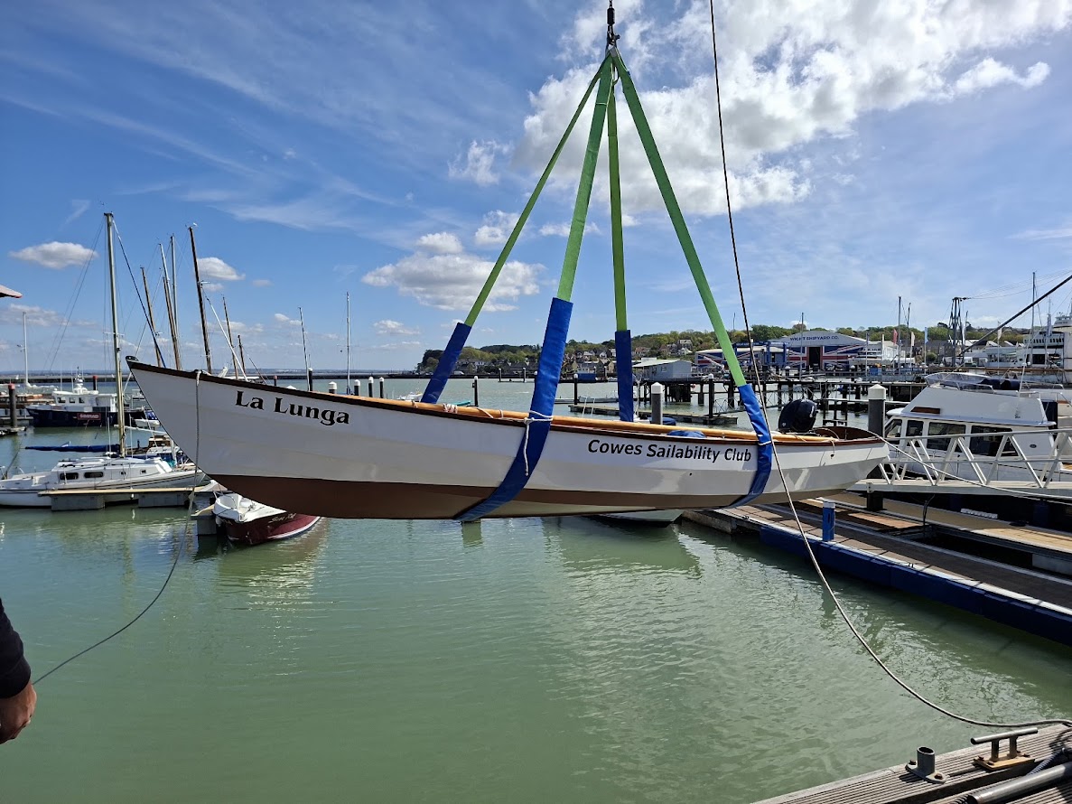 Cowes Sailability Club’s sailing boats have returned to the water ready for the new sailing season - La Lungha re-entering the water.